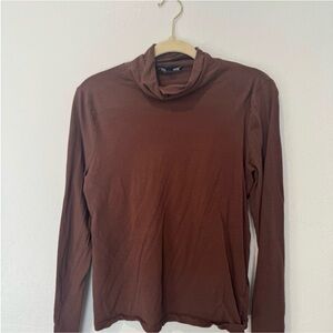 J.Crew Factory Chocolate Brown Long Sleeve Tissue Turtleneck Top